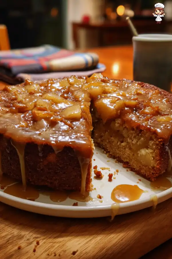 Caramel Pear Ginger Cake with Vanilla Sauce