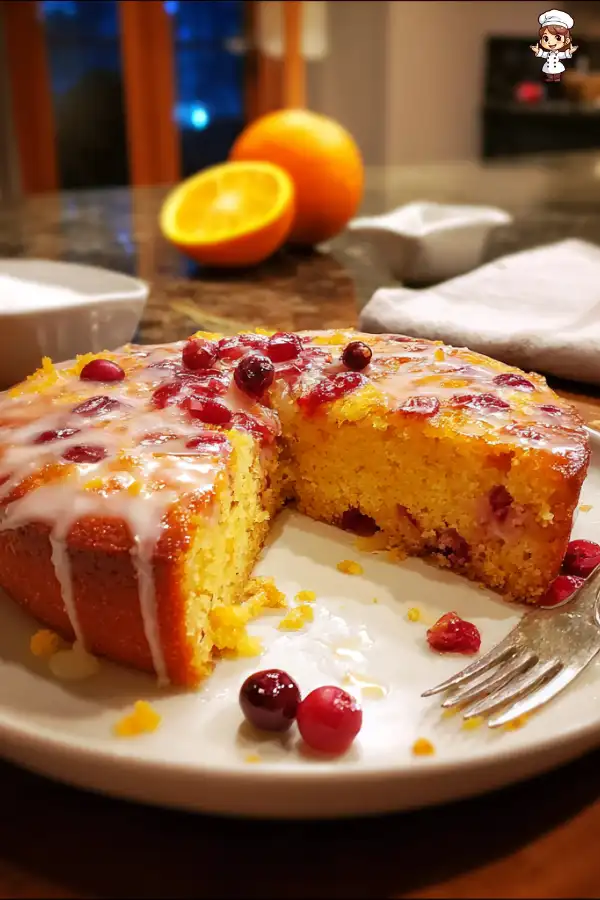 Dense Cranberry and Orange Cake with Citrus Glaze