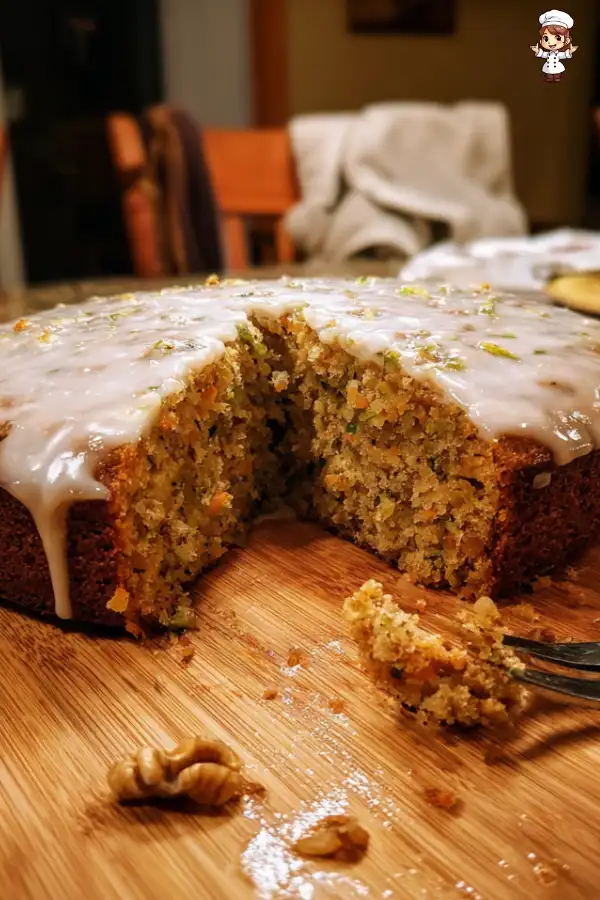 Moist Zucchini Carrot Cake with Lemon Glaze