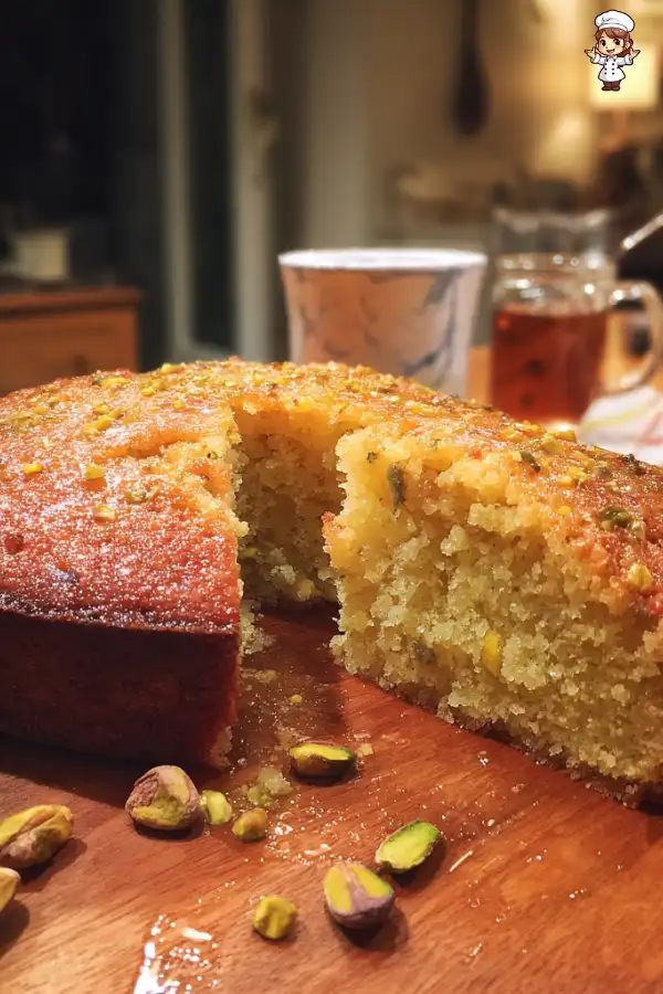 Pistachio Orange Rose Syrup Cake