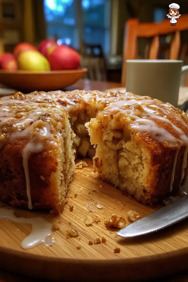 Sticky Apple Walnut Cake with Cinnamon Glaze