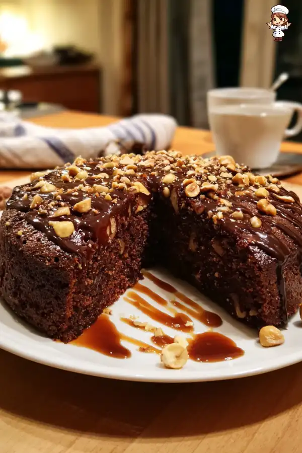 Sticky Hazelnut and Chocolate Cake with Espresso Syrup