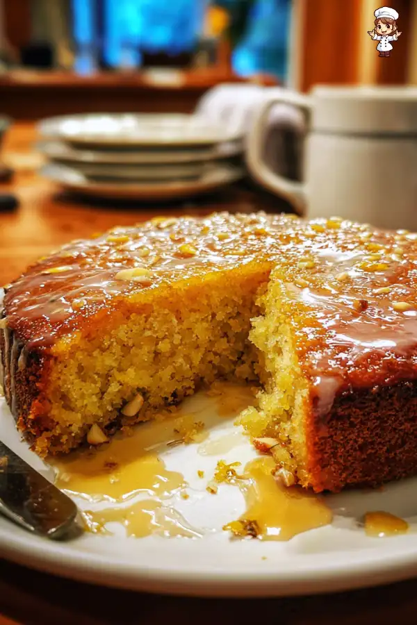 Sticky Lemon Almond Cake with Honey Drizzle