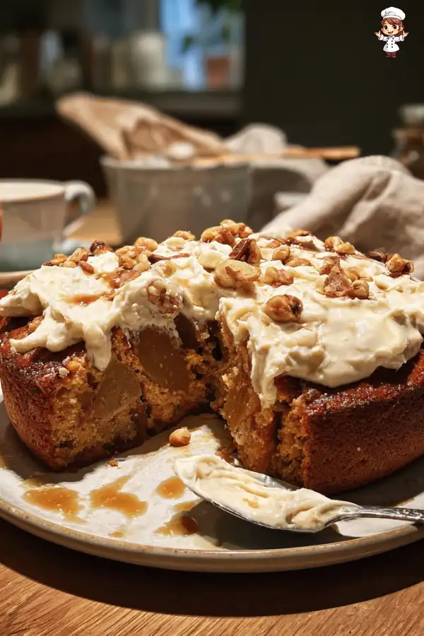 Sticky Pear and Ginger Cake with Cinnamon Cream