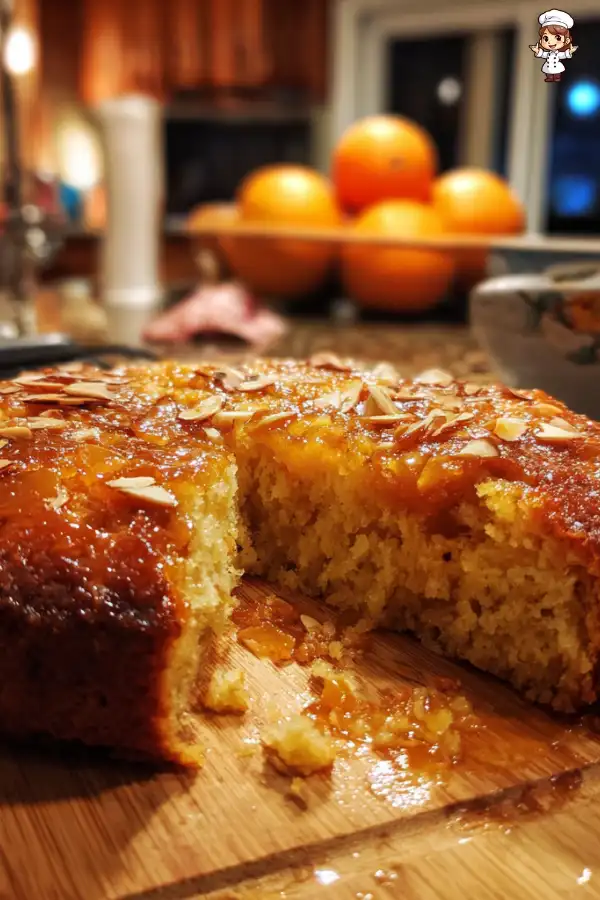 Warm Apricot Almond Cake with Spiced Orange Syrup Recipe