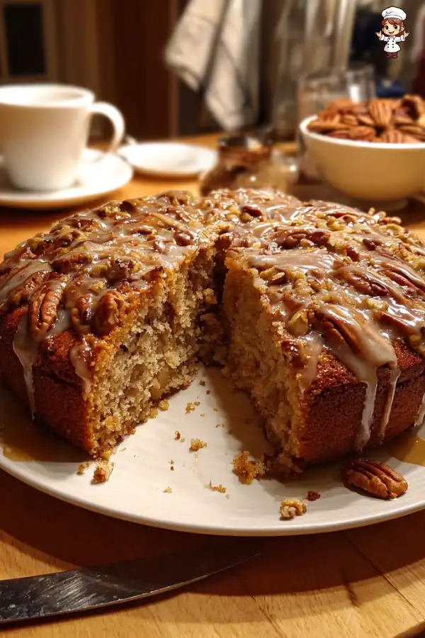 Apple Pecan Spice Cake Recipe with Maple Drizzle