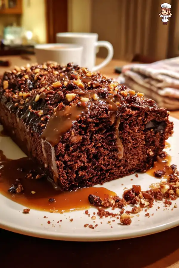 Chocolate Hazelnut Date Loaf with Toffee Sauce Recipe