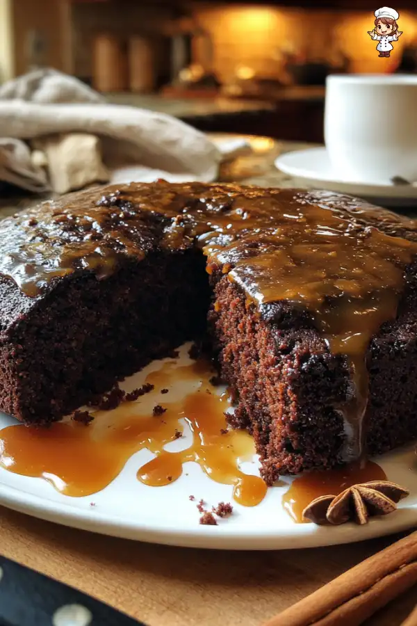 Dark Chocolate Ginger Cake Recipe with Caramel Drizzle