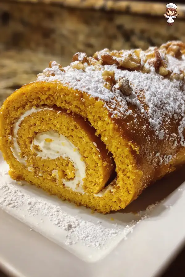 Pumpkin Roll Cake with Cream Cheese Filling Recipe