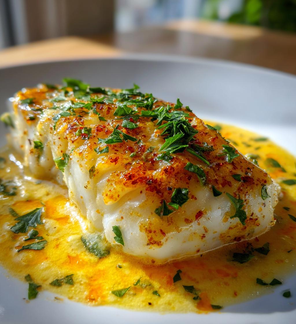 baked cod with orange beurre blanc - detail 1