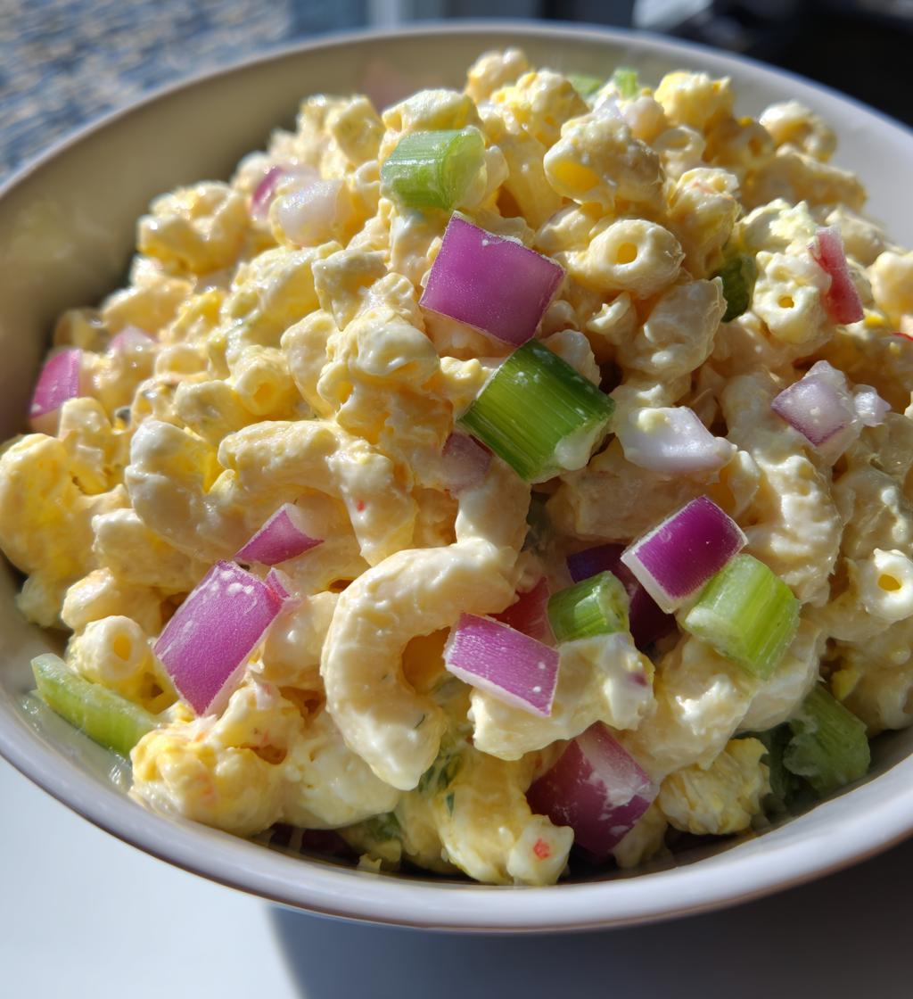 classic deviled egg macaroni salad - detail 1