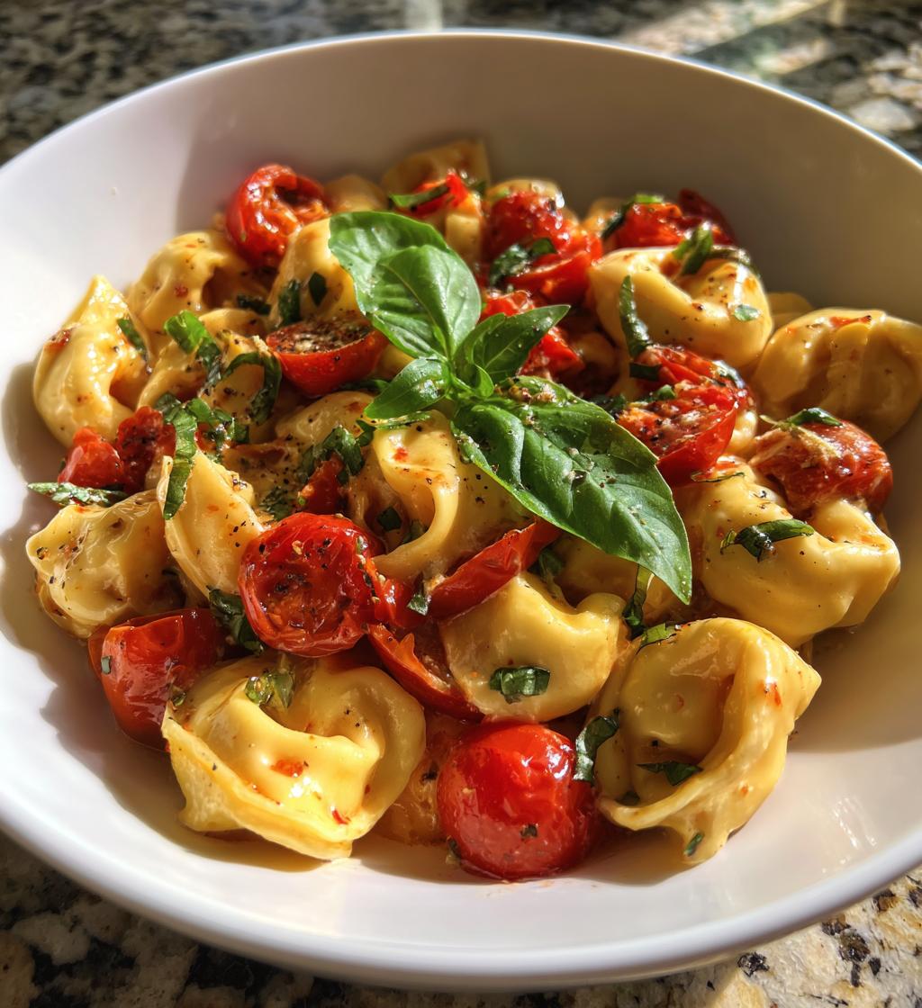 creamy tortellini with tomatoes - detail 1