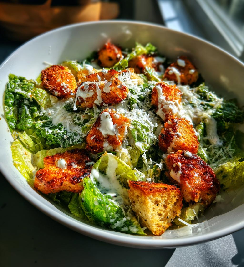 crispy chicken caesar salad - detail 1