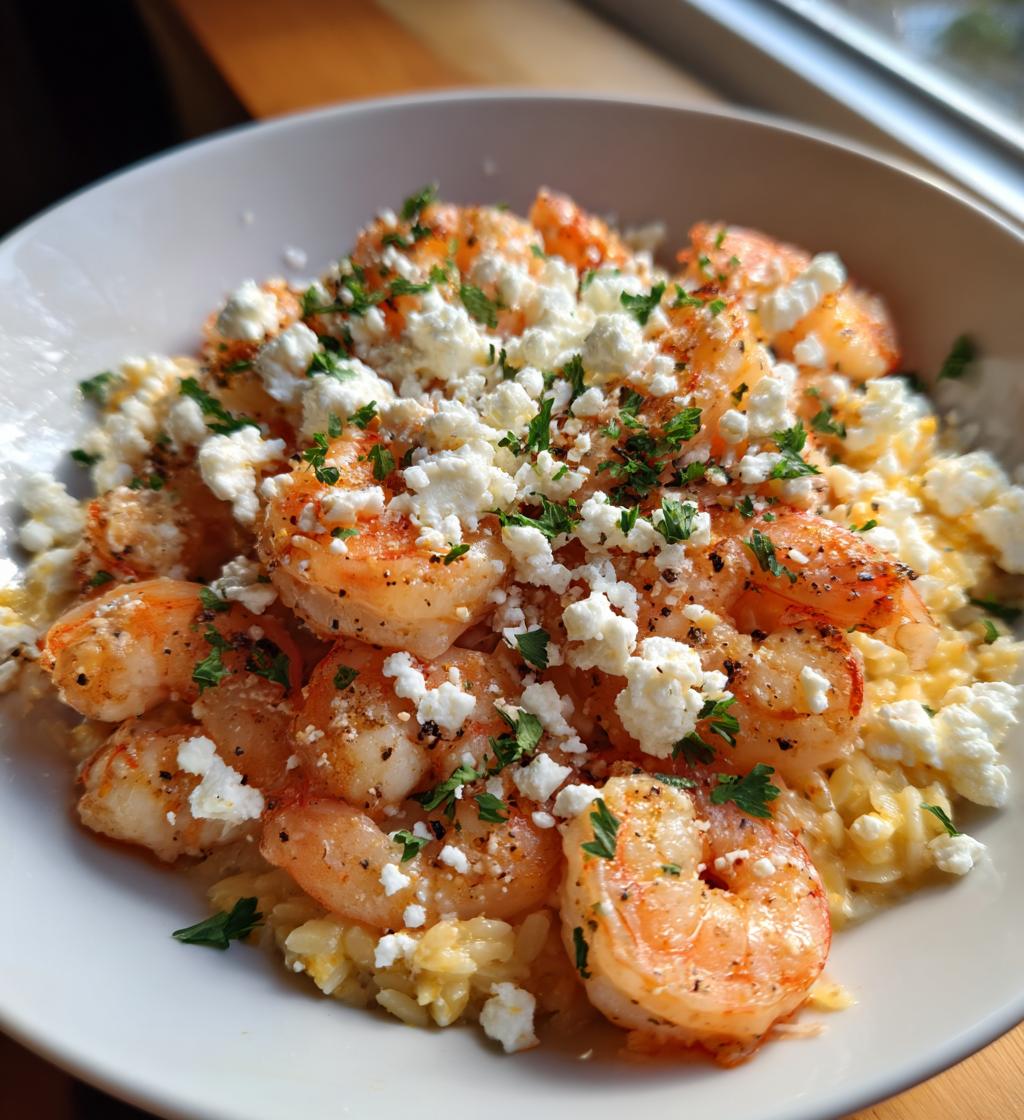 greek shrimp with orzo and feta recipe - detail 1
