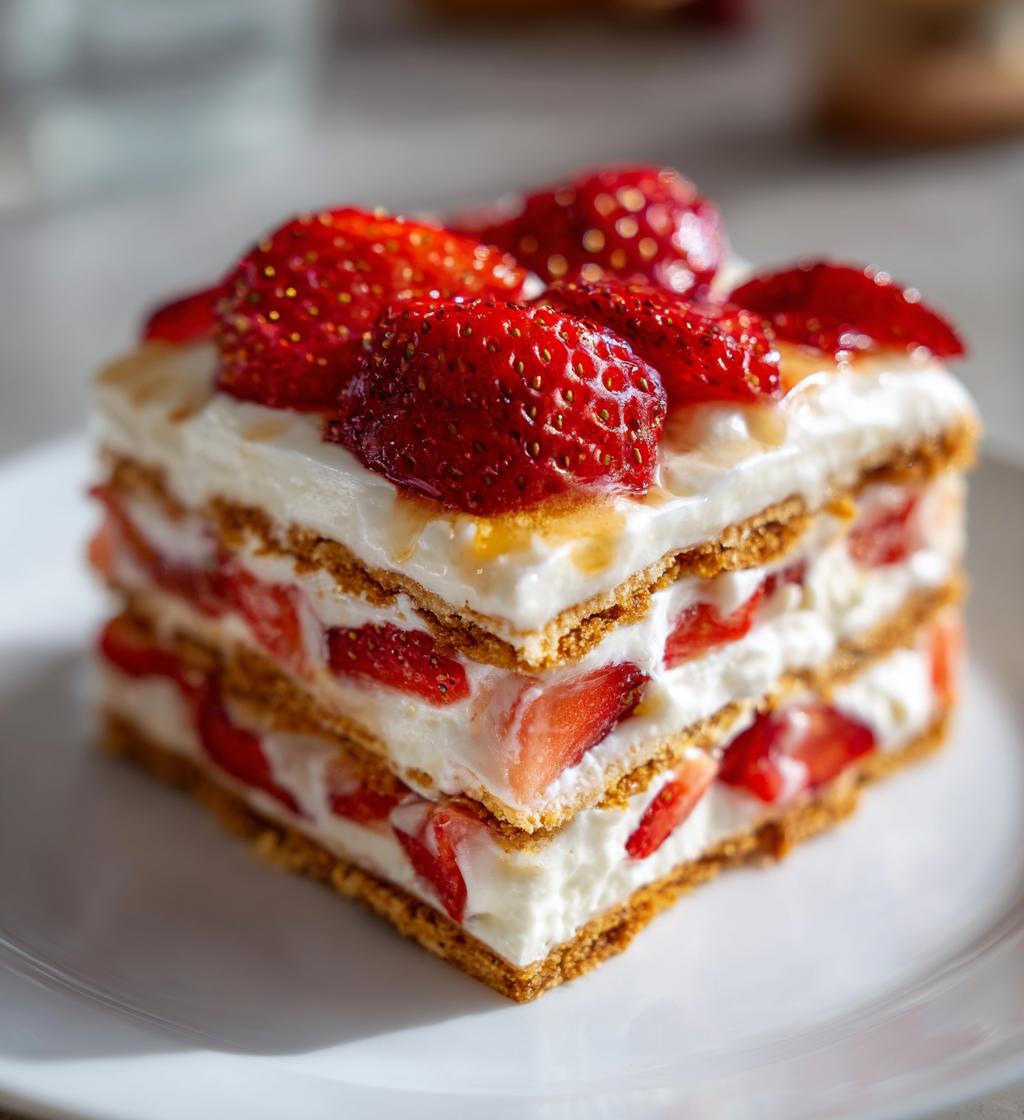 no bake strawberry lasagna - detail 1