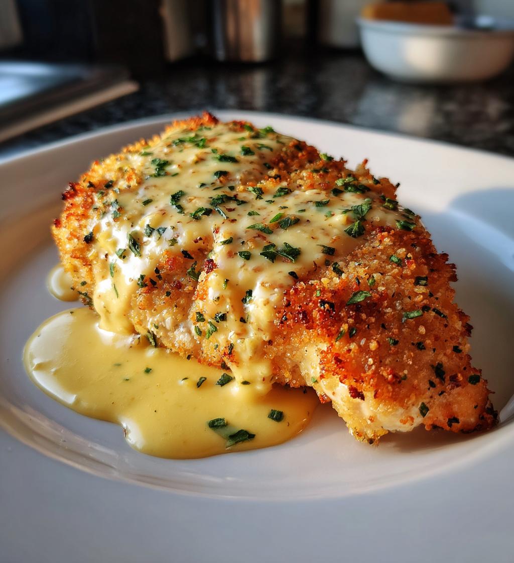 parmesan crusted chicken with creamy garlic sauce - detail 1