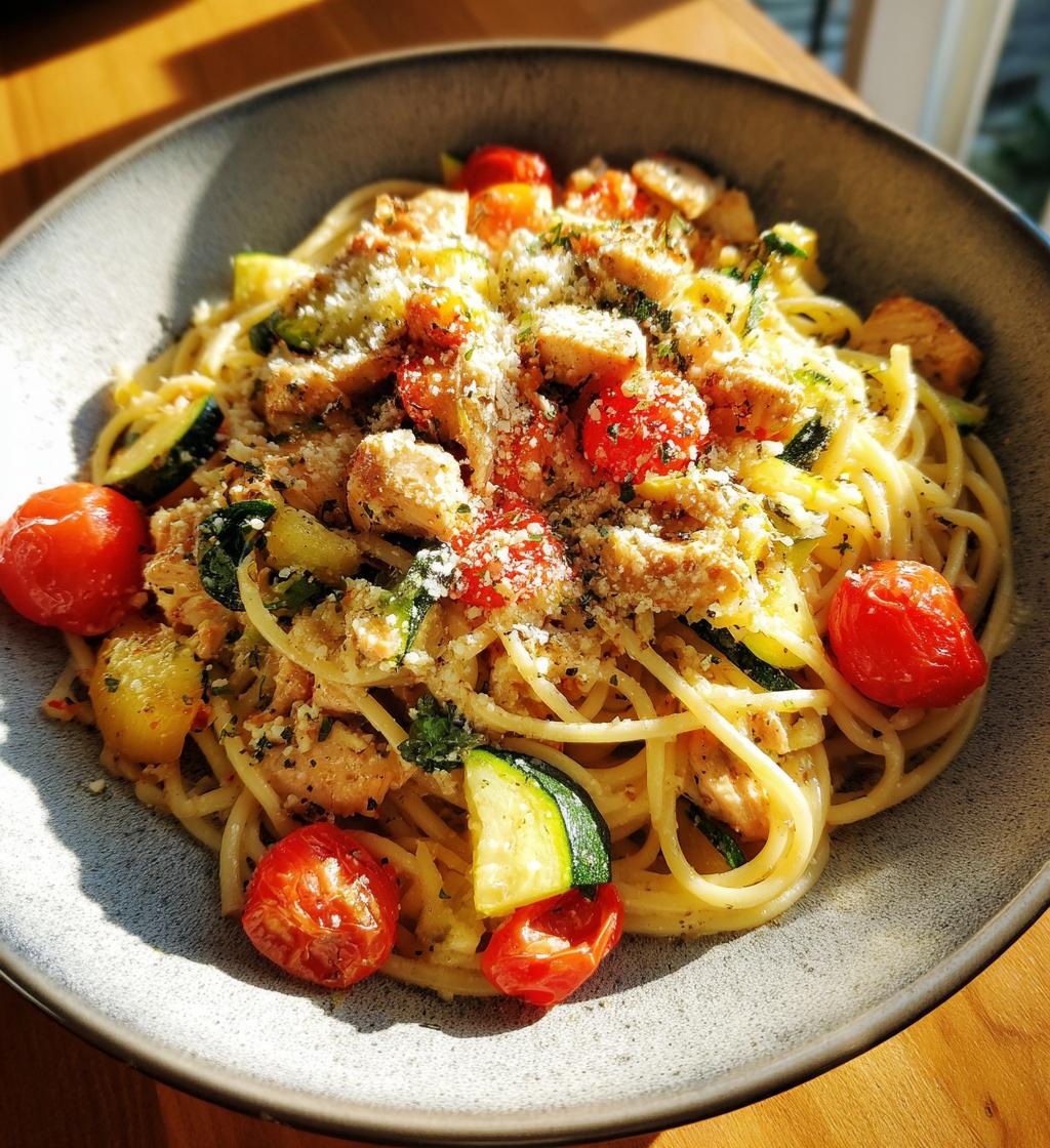 parmesan zucchini tomato chicken spaghetti - detail 1