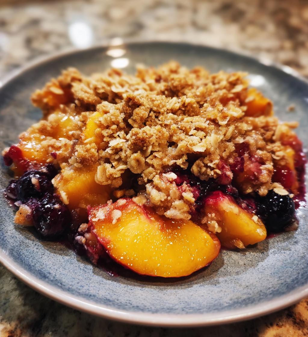 peach and blueberry crisp - detail 1