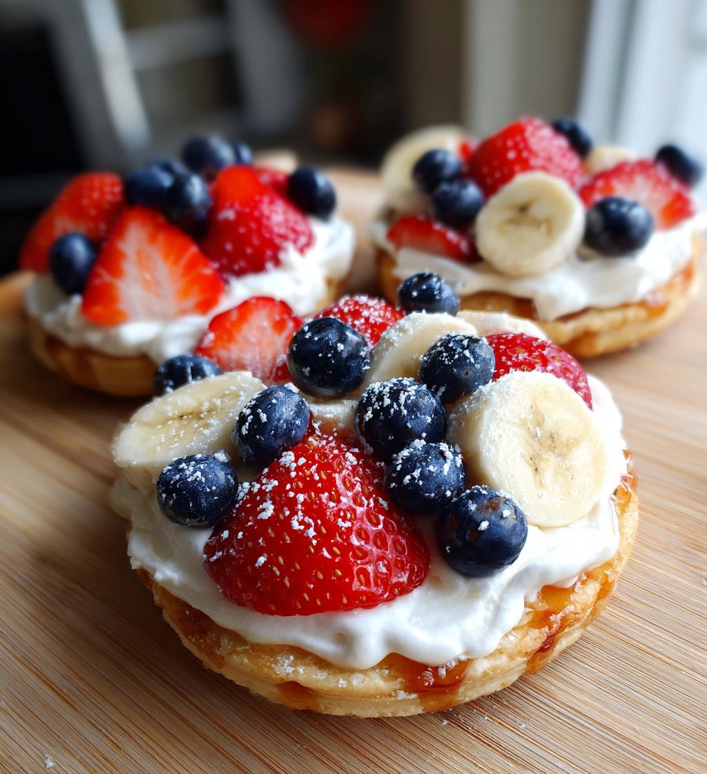 red white and blue mini fruit pizzas - detail 1