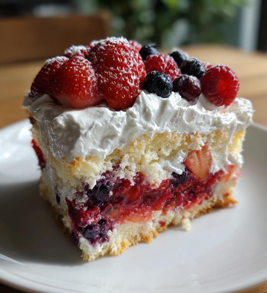 summer berry poke cake - detail 1