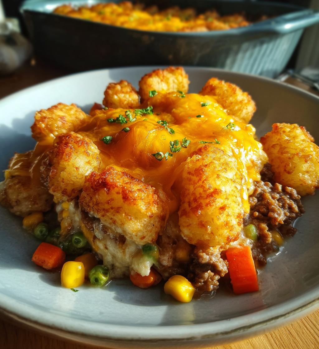 tater tot casserole with ground beef - detail 1