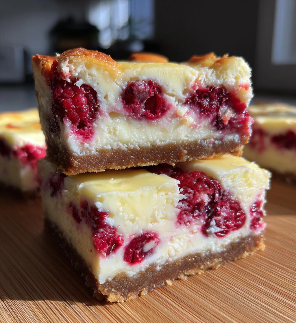 white chocolate raspberry cheesecake bars - detail 1