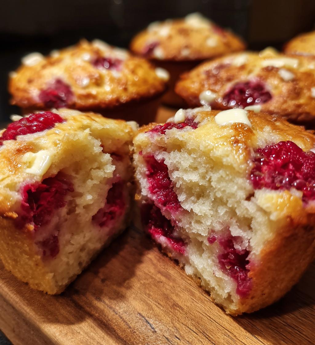 white chocolate raspberry muffins - detail 1