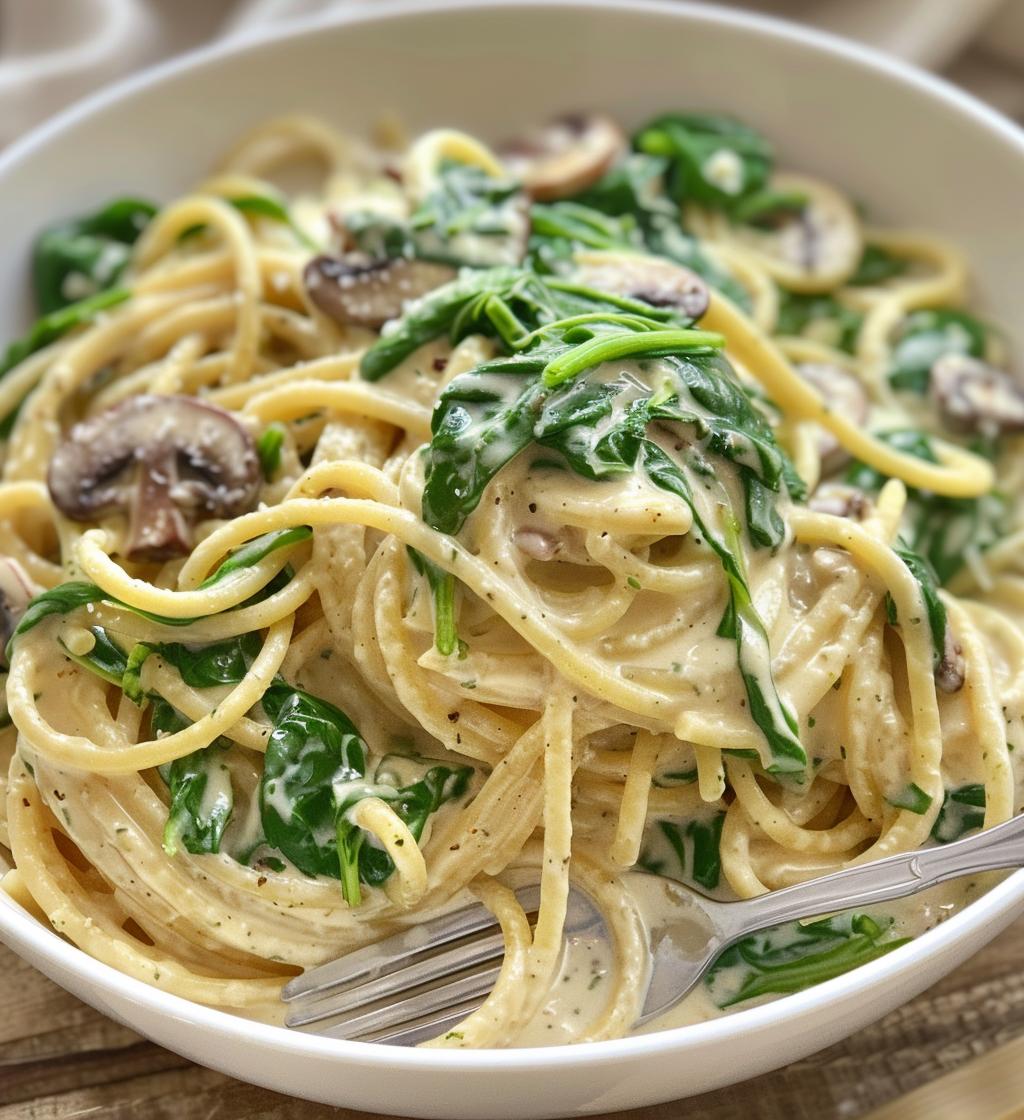 Creamy Spinach Mushroom Pasta - detail 1