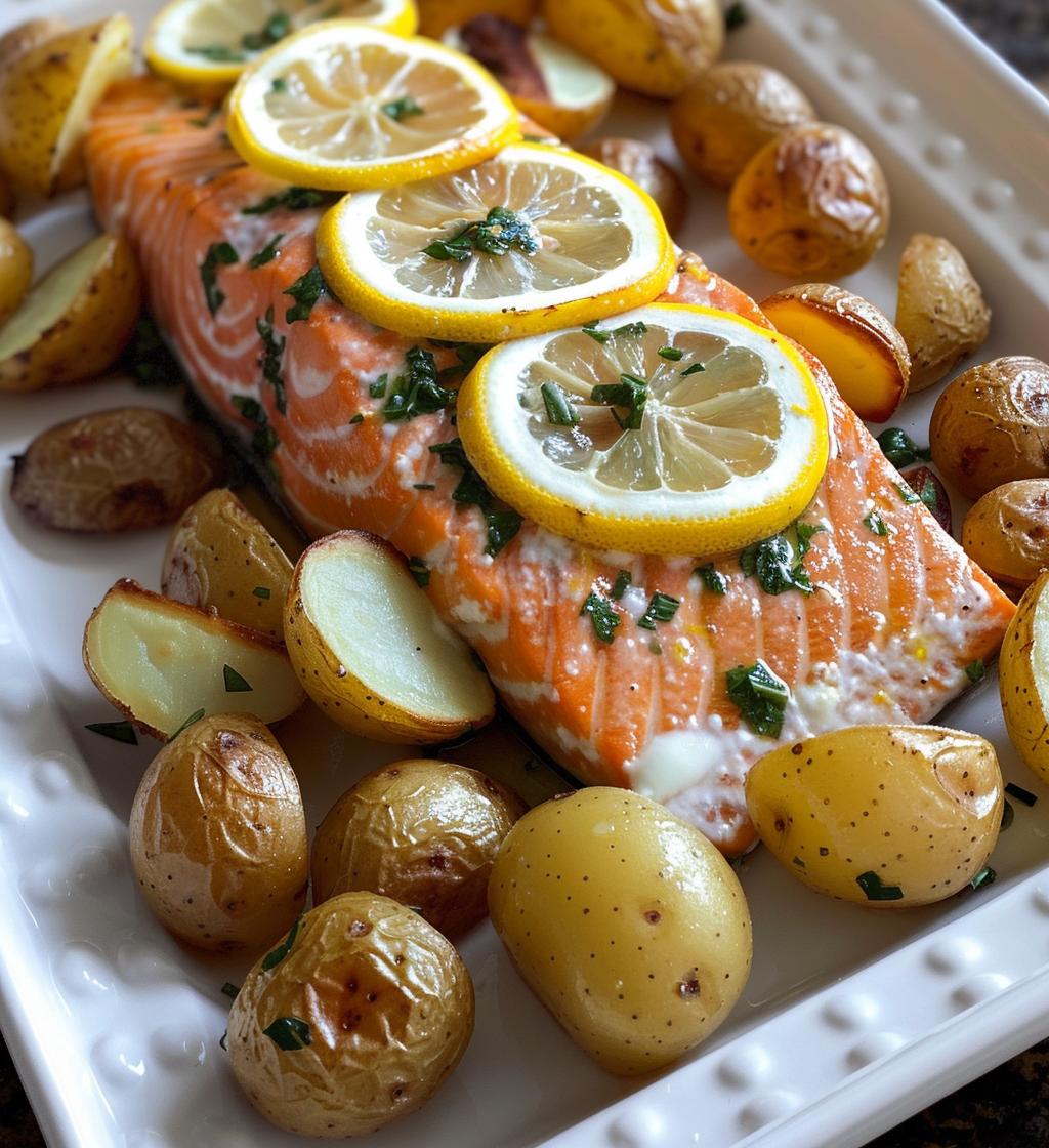 Lemon Herb Salmon with Potatoes - detail 1
