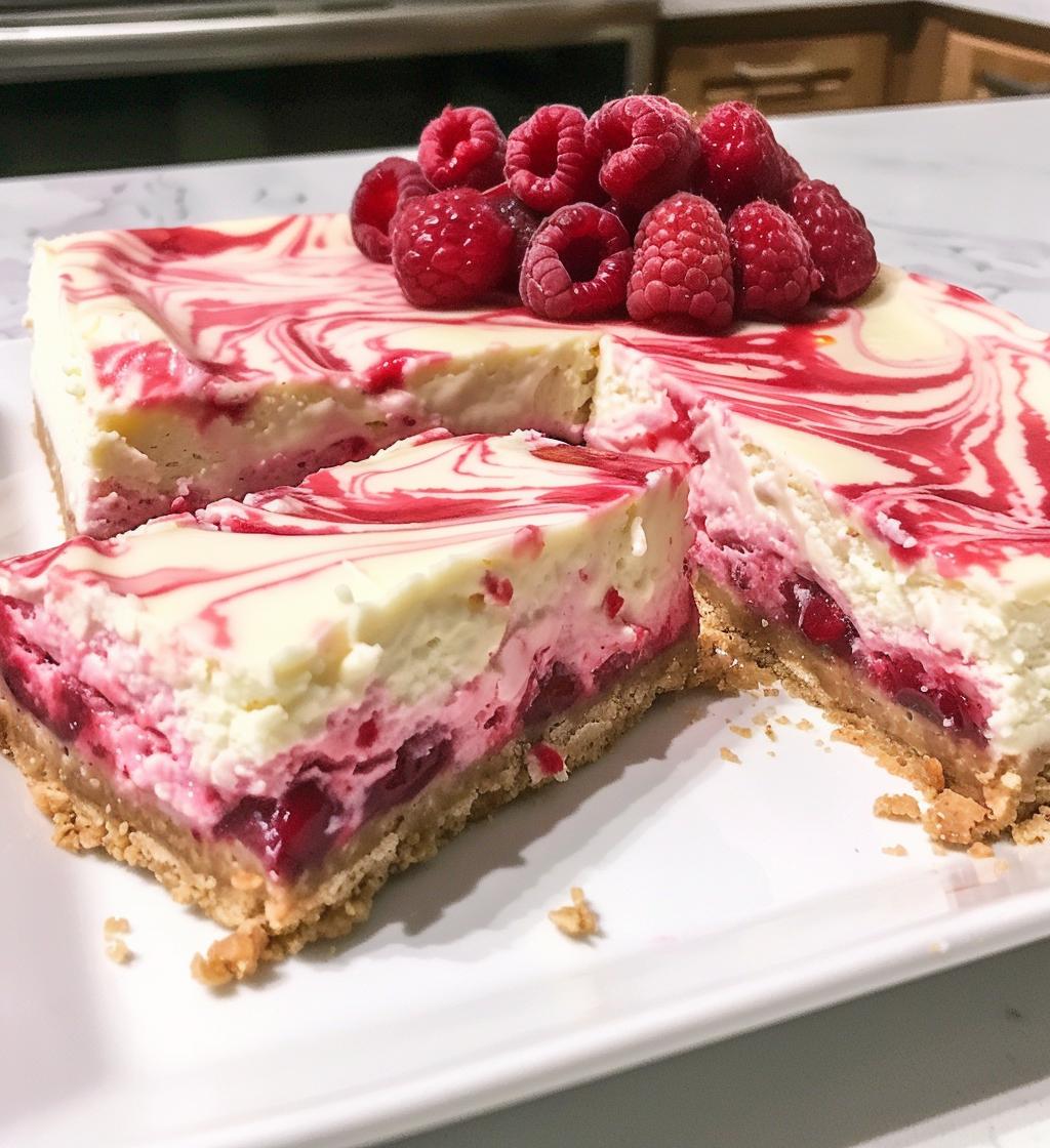 White Chocolate Raspberry Cheesecake Bars - detail 1